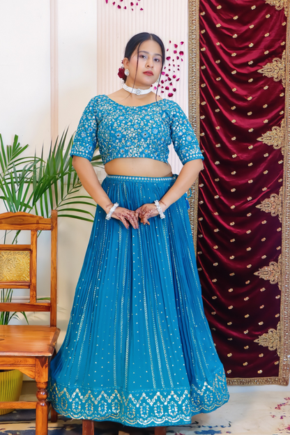 Vibrant Blue Lehenga