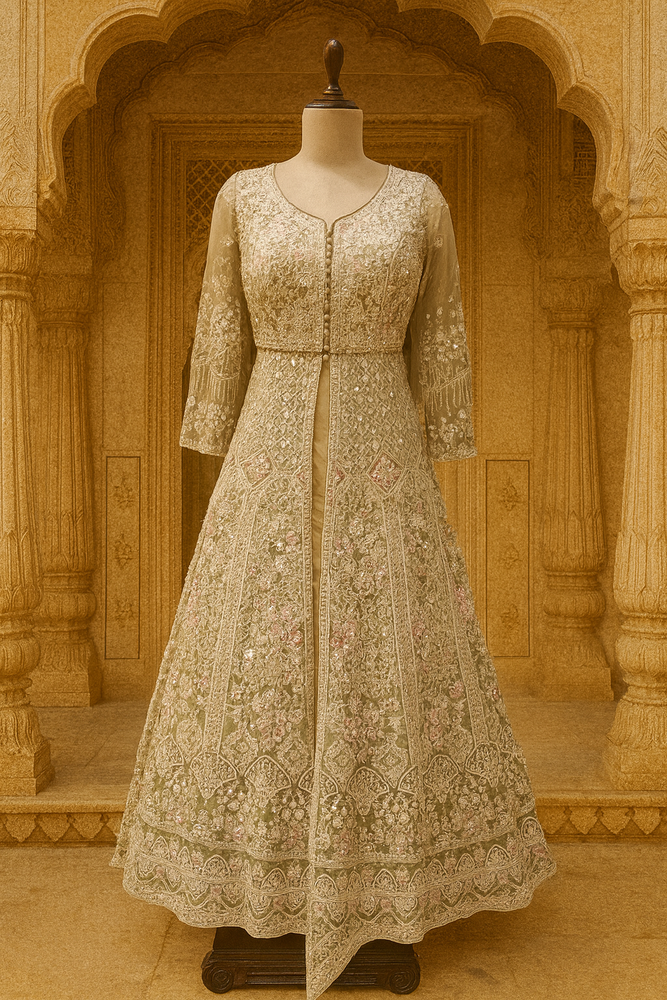 Gown with Embroidered Shrug