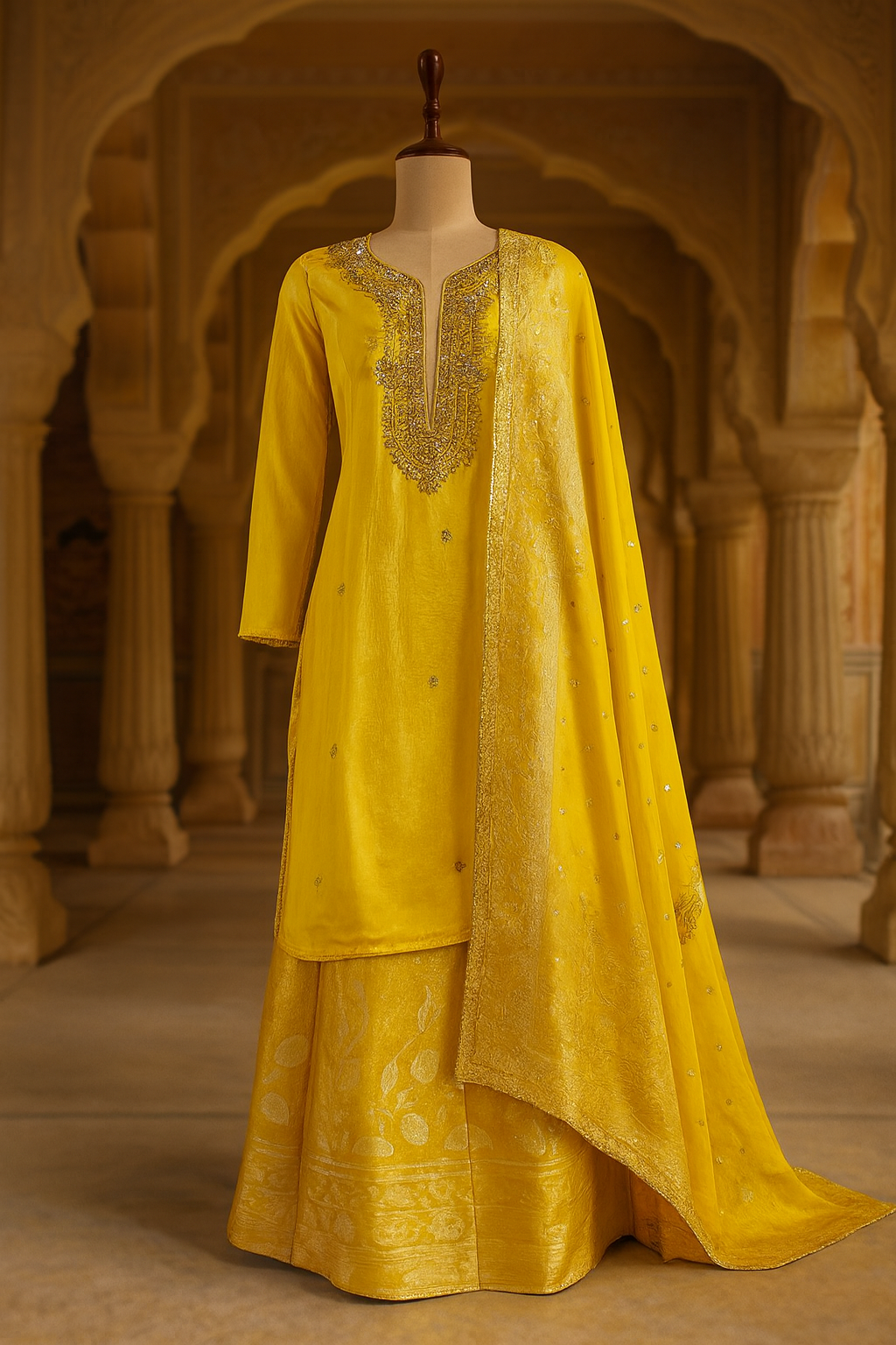 Semi Stitched Yellow Suit