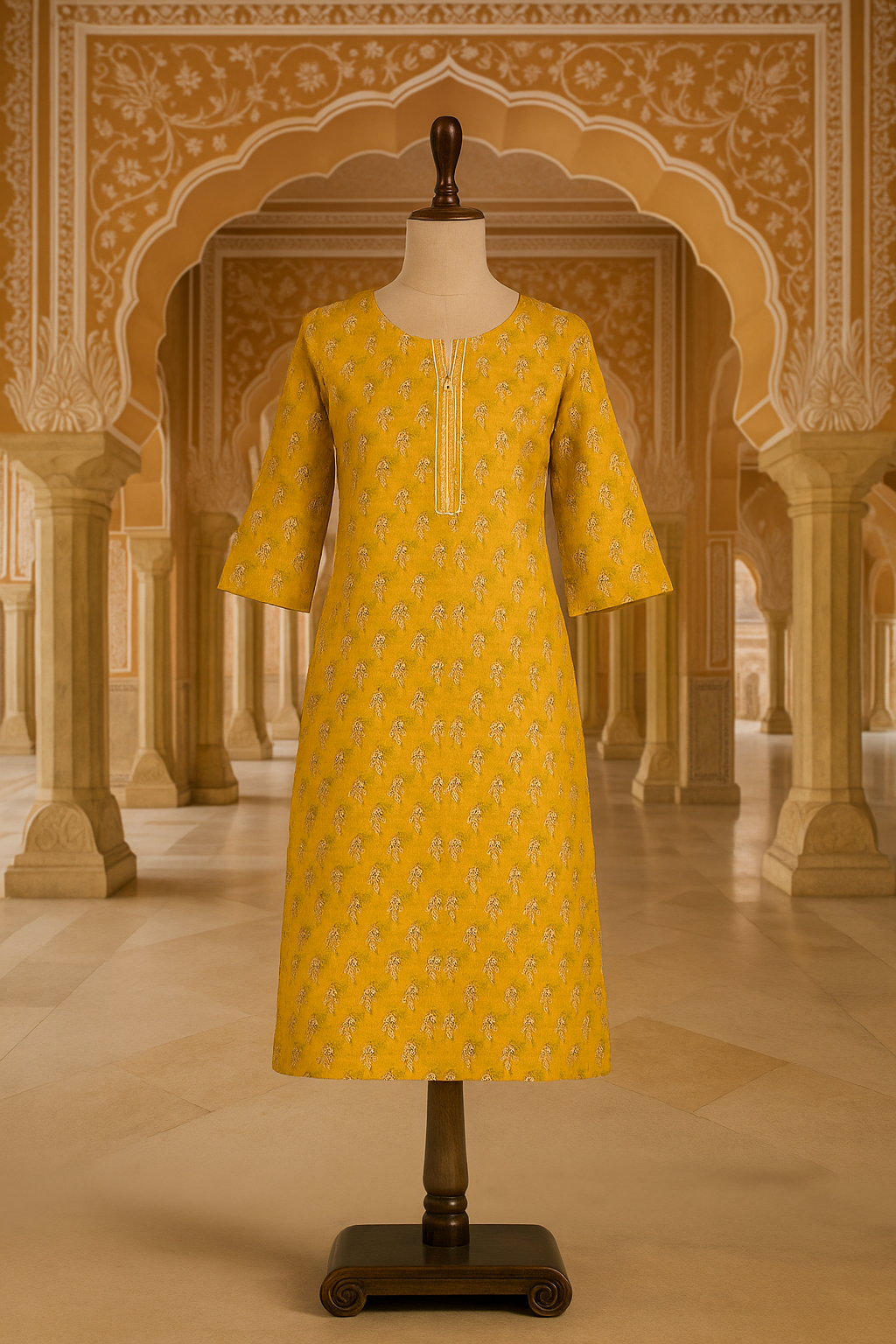 Printed Yellow Kurti