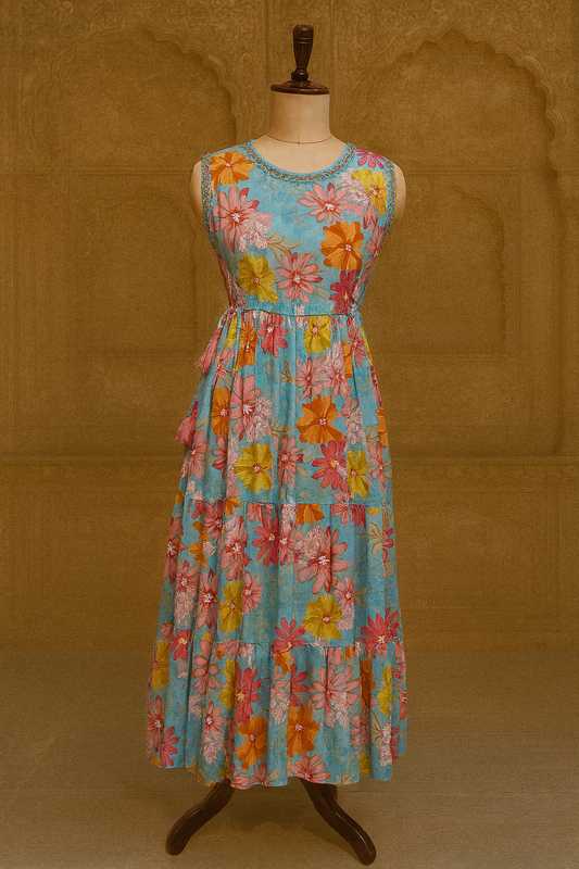Floral Print Long Frock