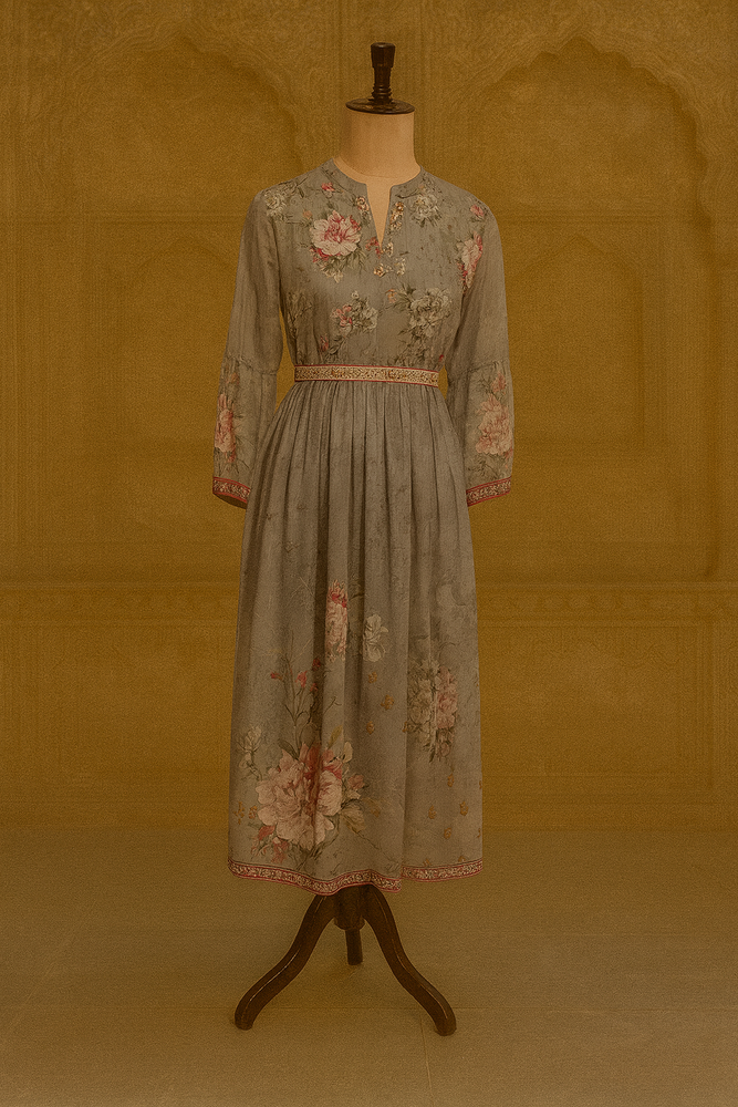 Bloom Grey Floral Maxi Dress