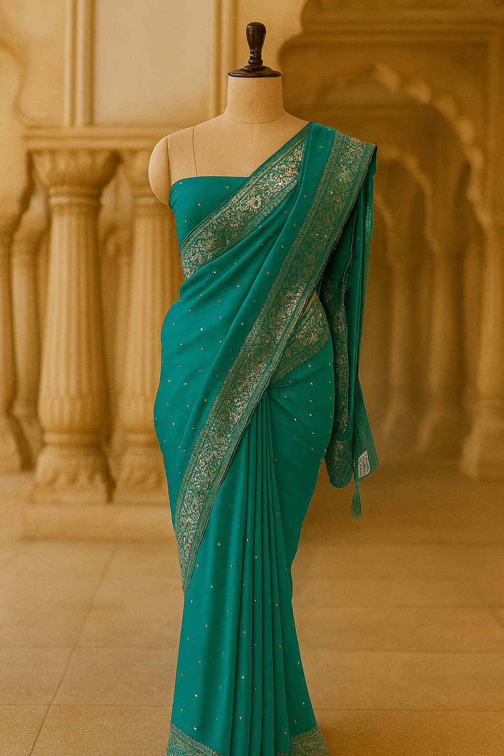 Saree with Zari Border and Sequins