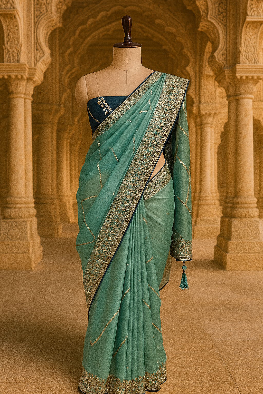 Sea Green Zari Saree