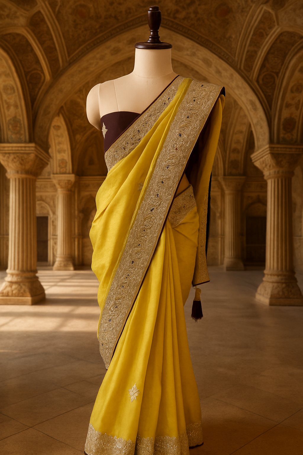 Yellow Embroidered Saree