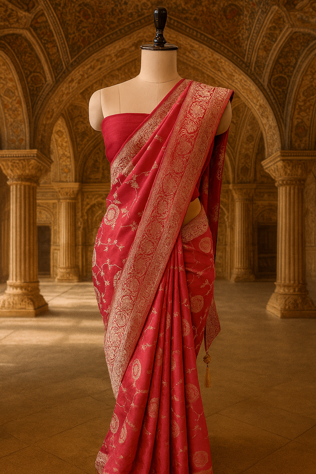 Crimson Zari Woven Saree