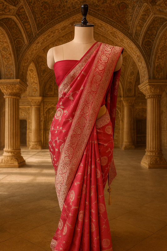 Crimson Zari Woven Saree