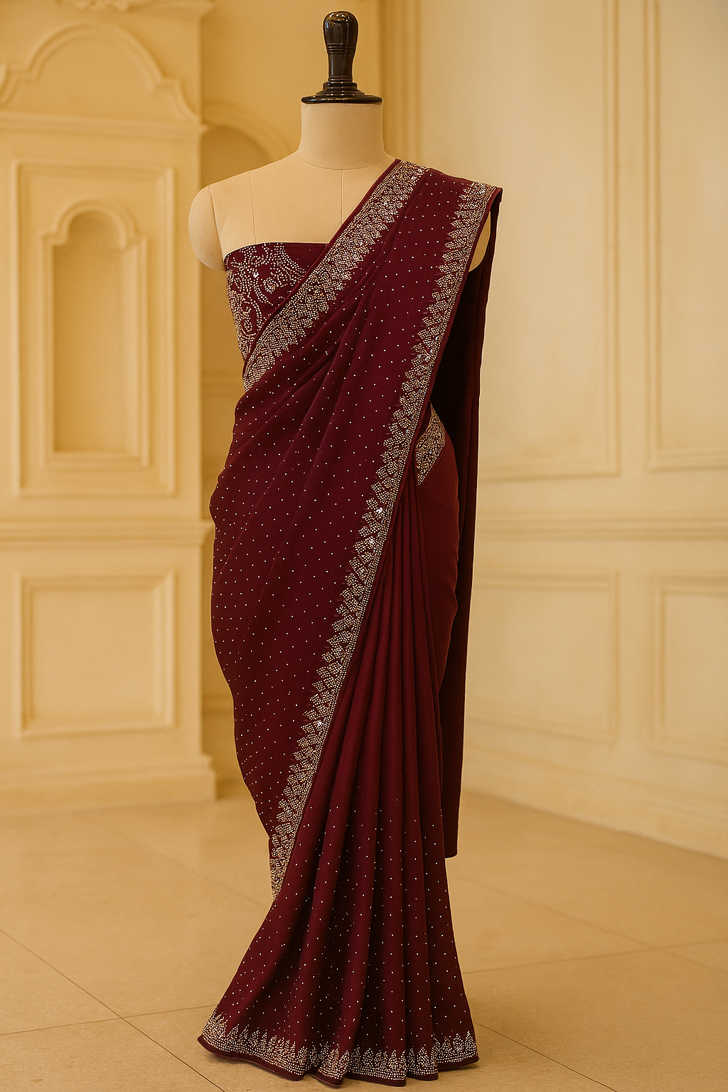 Deep Maroon Saree