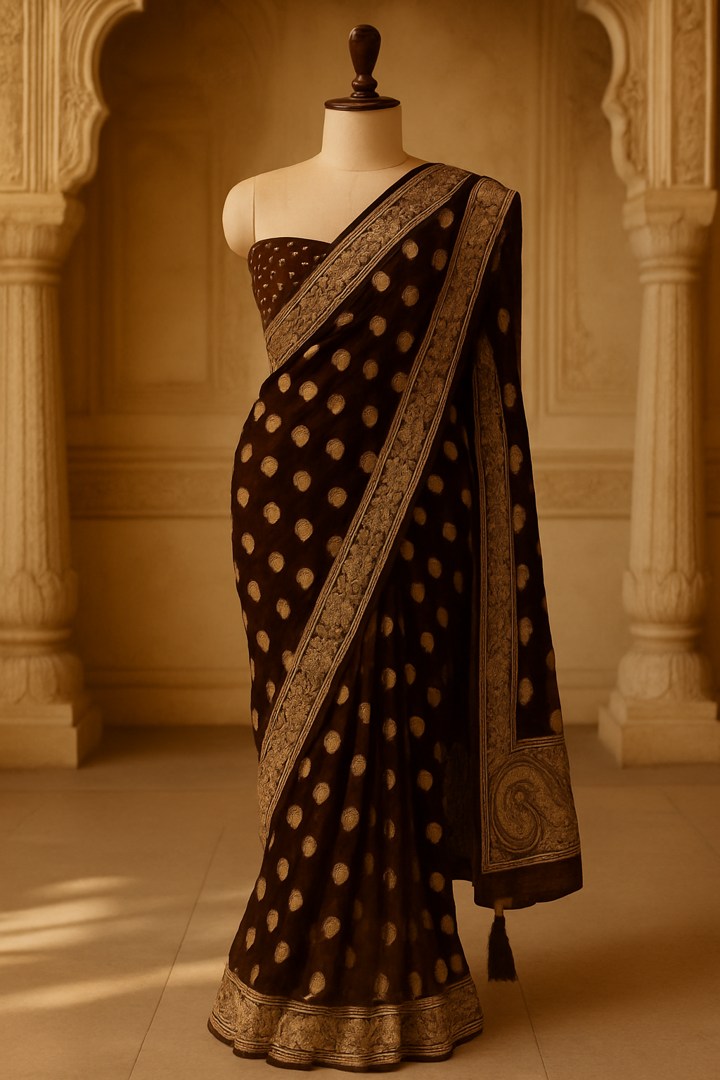 Maroon Banarasi Saree with Gold Brocade