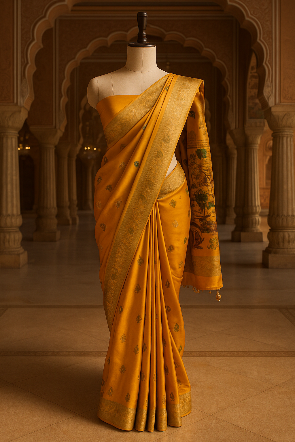 Mustard Yellow Silk Saree