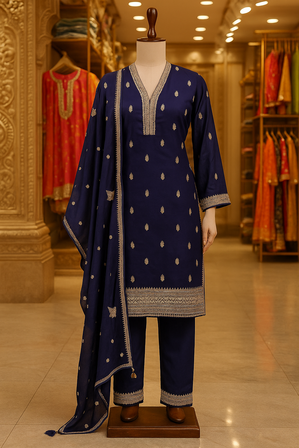 Navy Blue Suit Set