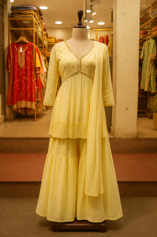Yellow Sharara Set