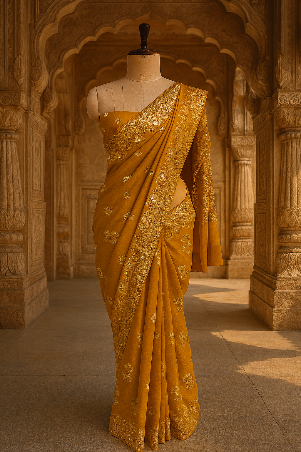 Mustard Yellow Banarasi Saree