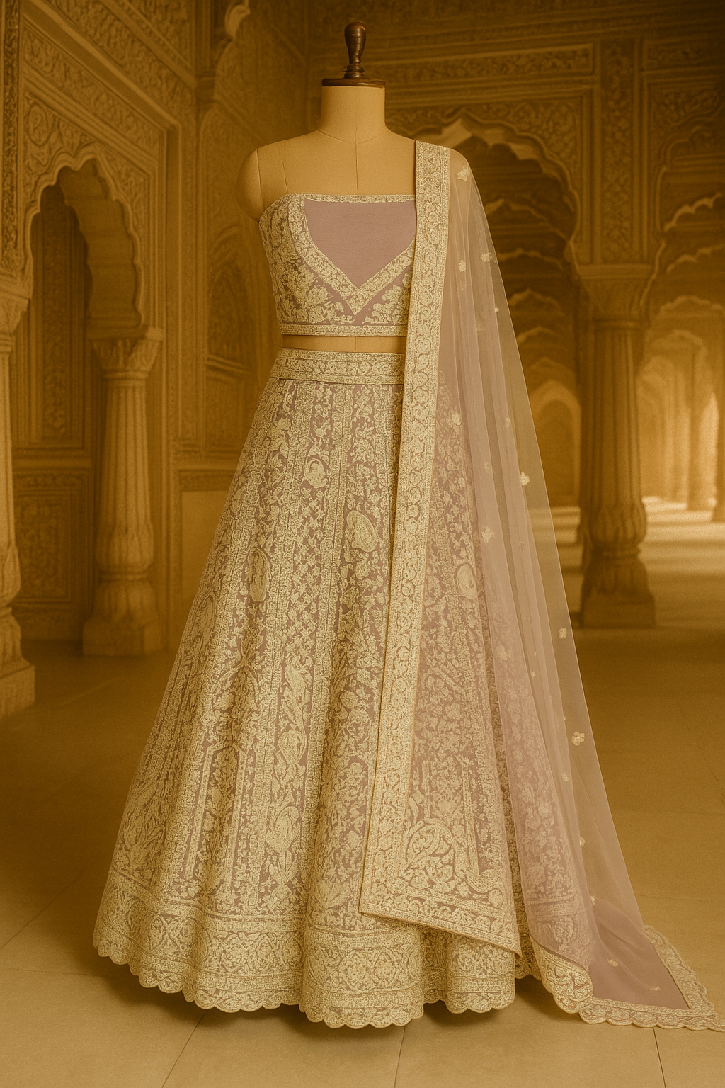 Bridal Lehenga with Zari & Bead Work