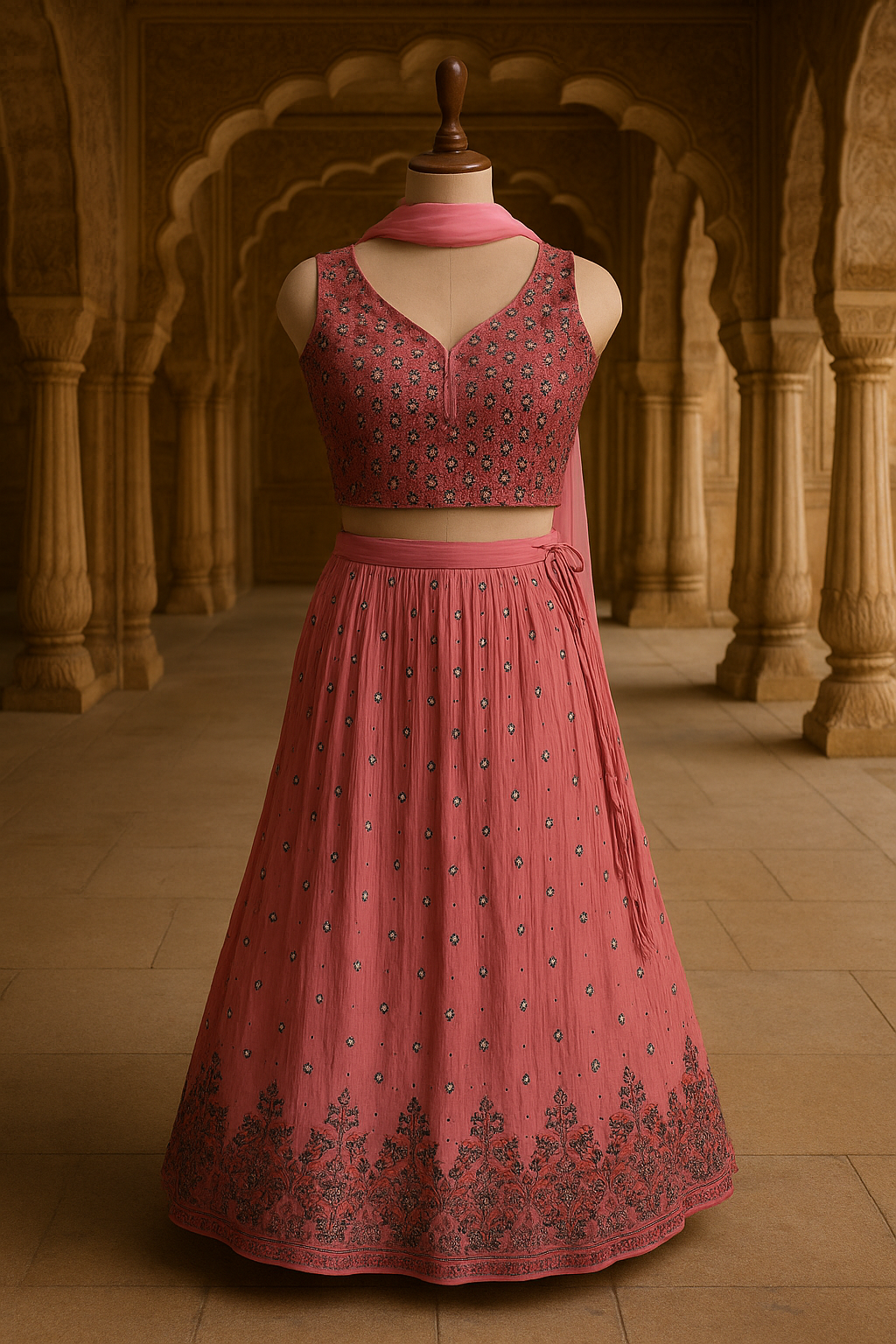 Crop Top Lehenga in Pink