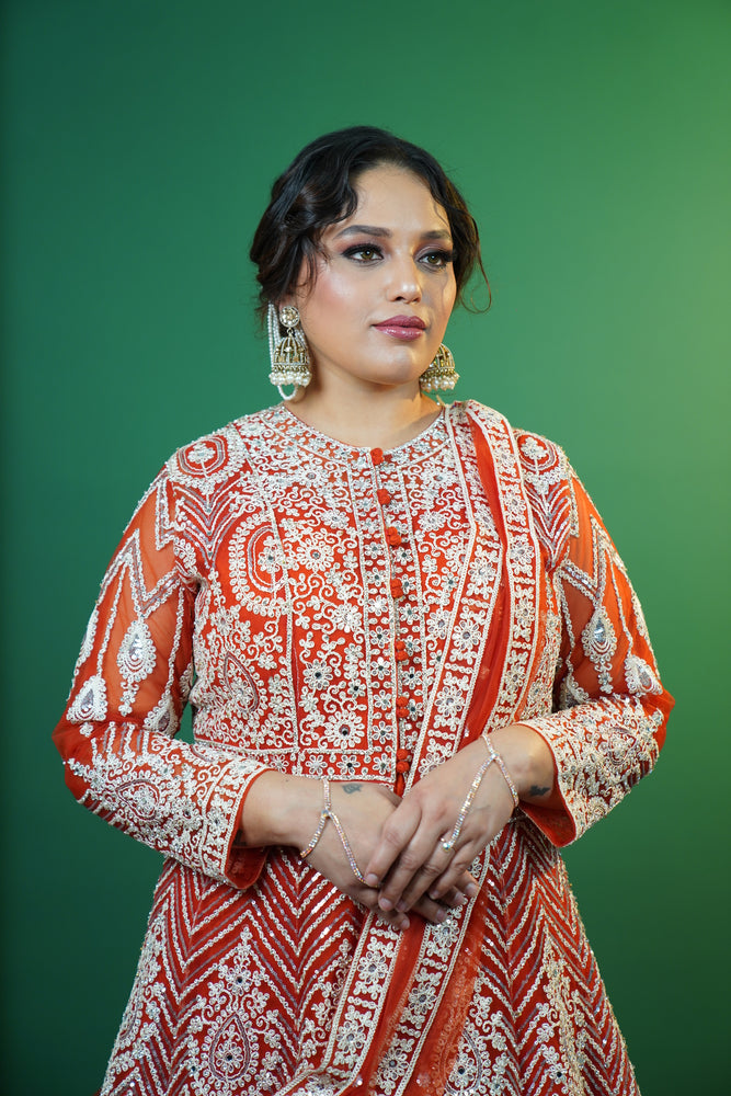 Front Slit Double Layered Indo-western gown With Duppatta