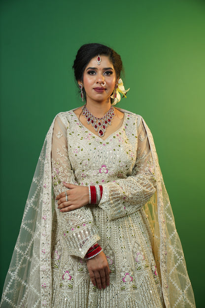 Off White Crop Top Lehenga