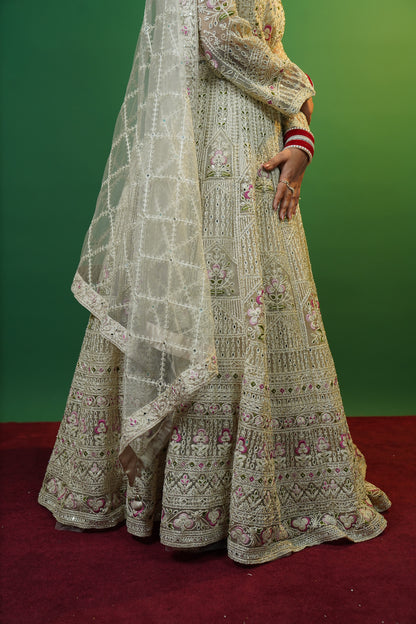Off White Crop Top Lehenga