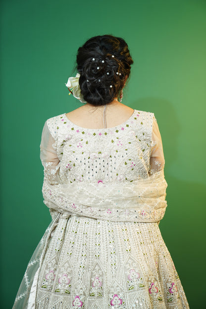Off White Crop Top Lehenga