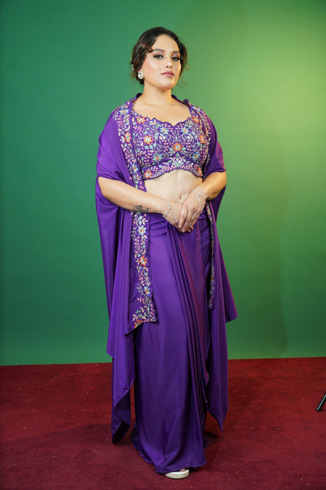 Purple Dhoti Style Dress