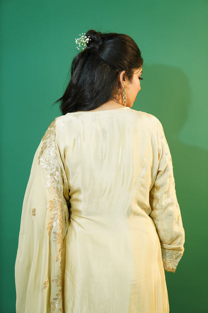 Beige Kurti With Gharara Suit Set