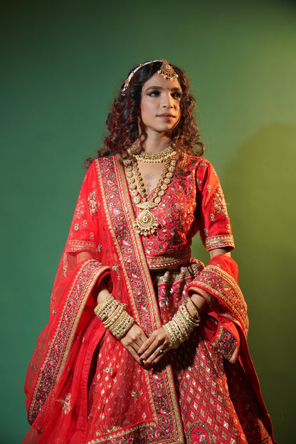 Red Silk Bridal Lehenga