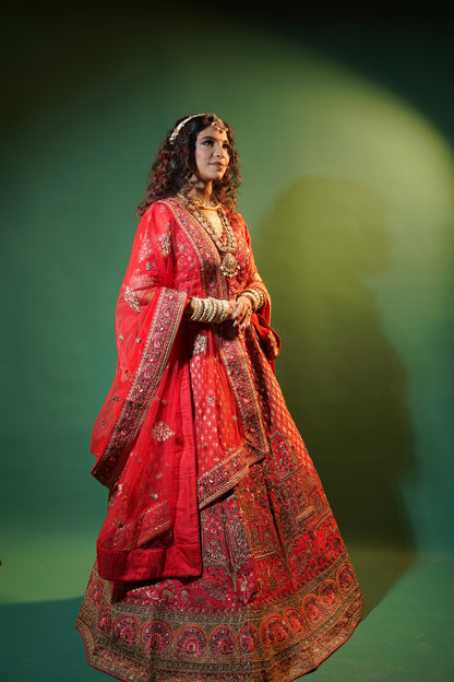 Red Silk Bridal Lehenga