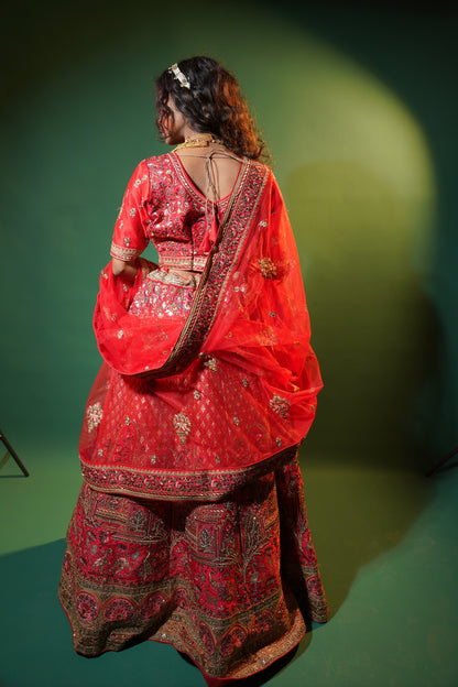 Red Silk Bridal Lehenga