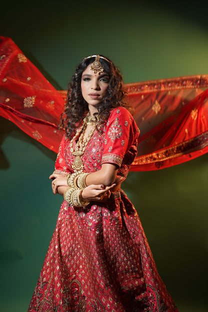 Red Silk Bridal Lehenga