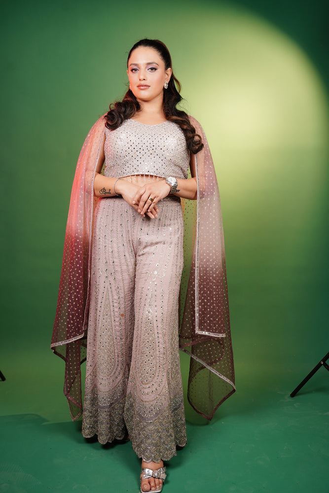 Crop top with Sharara & Shrug