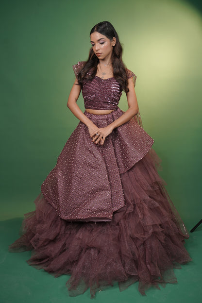 Crop Top With Ruffled Skirt