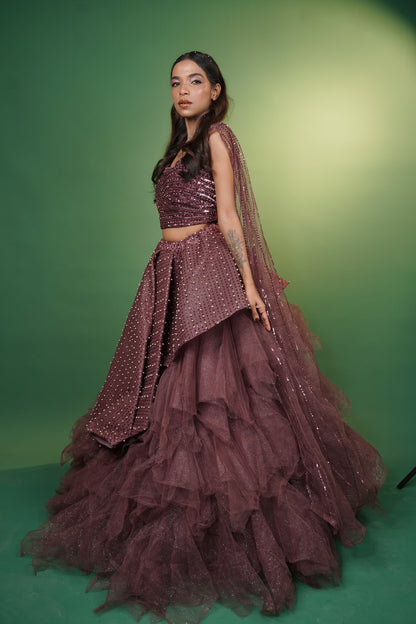 Crop Top With Ruffled Skirt