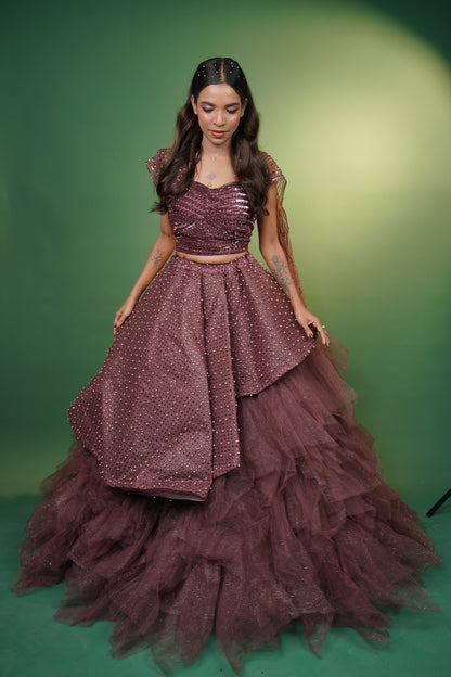 Crop Top With Ruffled Skirt