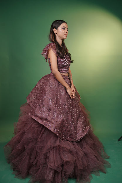 Crop Top With Ruffled Skirt