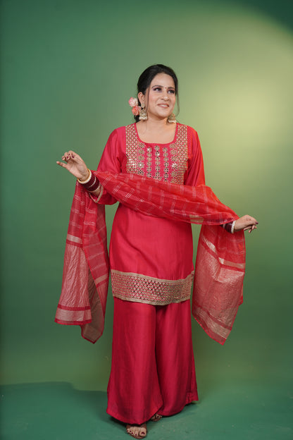 Magenta Pink Kurti & Palazzo Set
