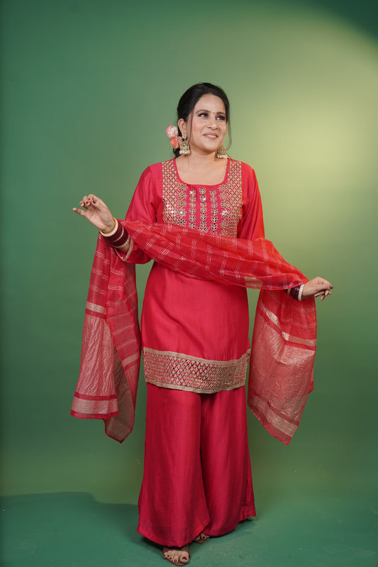 Magenta Pink Kurti & Palazzo Set