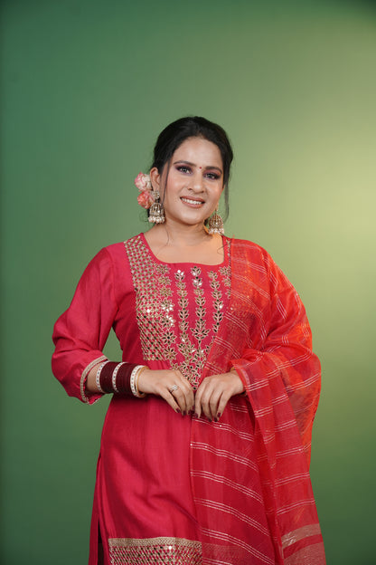 Magenta Pink Kurti & Palazzo Set