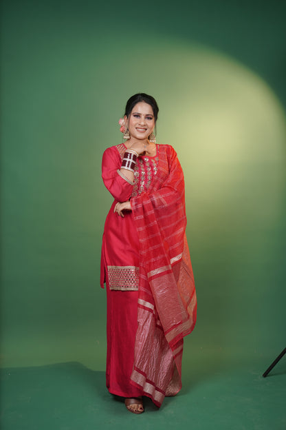 Magenta Pink Kurti & Palazzo Set