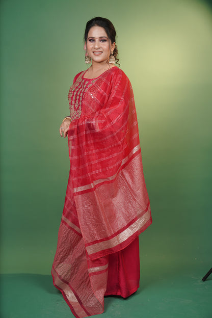 Magenta Pink Kurti & Palazzo Set