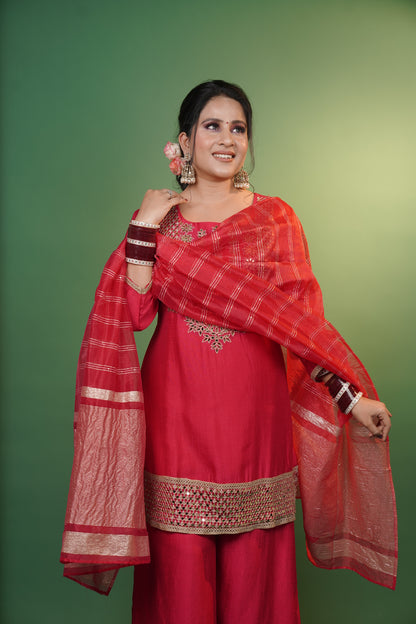 Magenta Pink Kurti & Palazzo Set