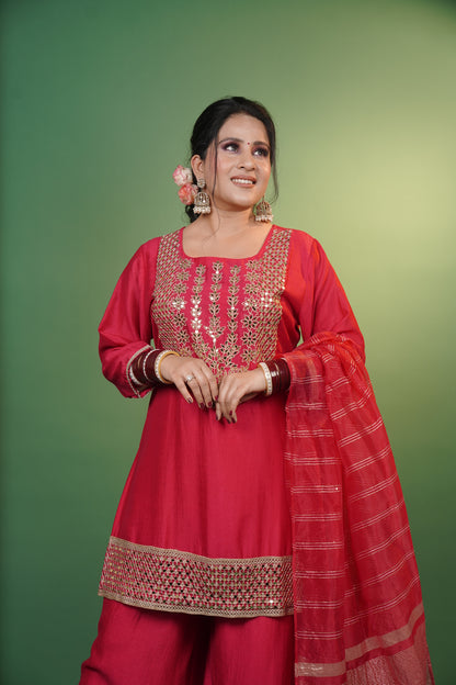 Magenta Pink Kurti & Palazzo Set