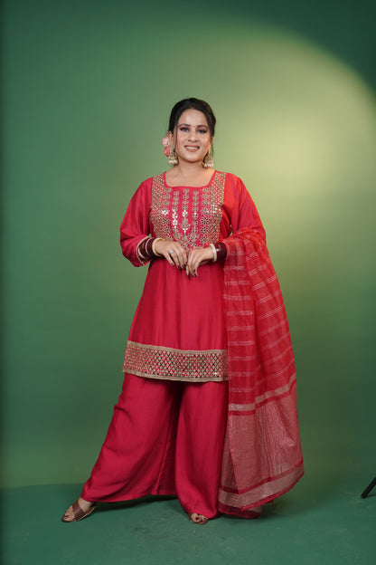 Magenta Pink Kurti & Palazzo Set