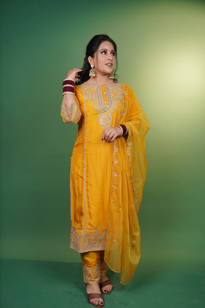 Yellow Kurti and Pant Set