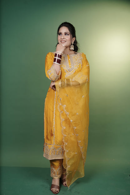Yellow Kurti and Pant Set