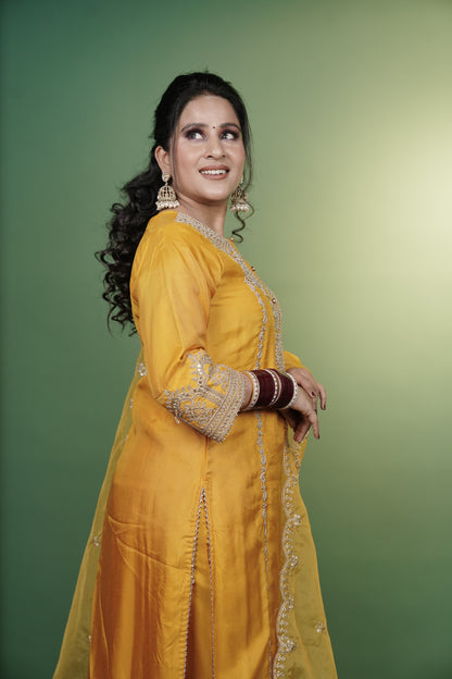 Yellow Kurti and Pant Set