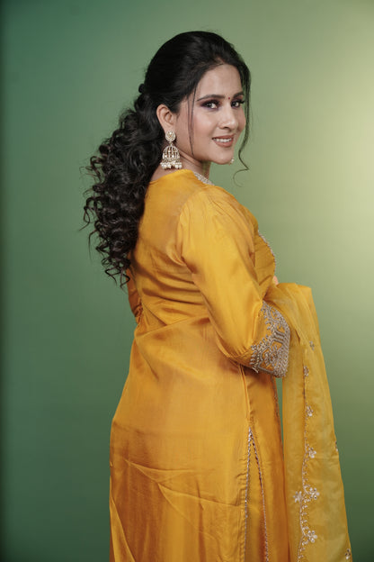 Yellow Kurti and Pant Set