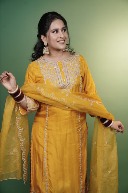 Yellow Kurti and Pant Set