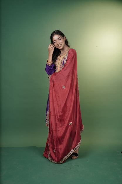 Frock Style Short Kurti with Tulip Pant & Dupatta