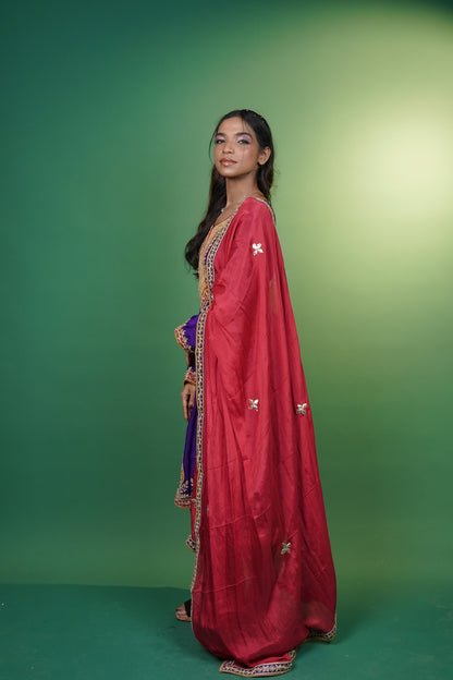 Frock Style Short Kurti with Tulip Pant & Dupatta