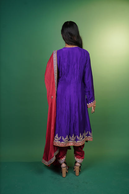 Frock Style Short Kurti with Tulip Pant & Dupatta